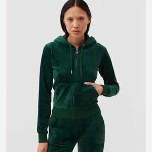 Juicy Couture Green Velour Hoodie and Pants Set Green LARGE Medium VGUC Y2K VTG